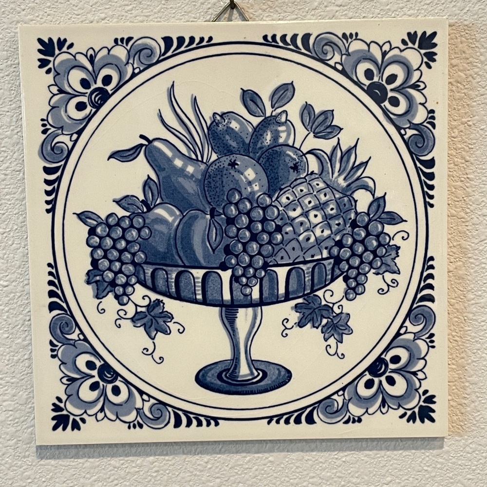 Vintage Kitchencore Blue Fruit Tile